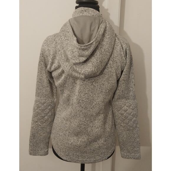 Eddie Bauer Women’s XS Gray Fleece Knit Hooded Jacket Quilted Sleeves & Full Zip - Picture 2 of 15